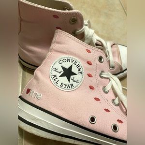 Pink Embroidered Converse